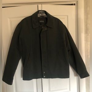 Men’s size large jacket.Removable lining, dark gray, recently dry, cleaned